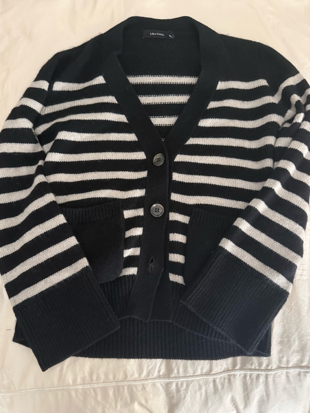 Lisa Yang Striped Cashmere Cardigan SZ 0